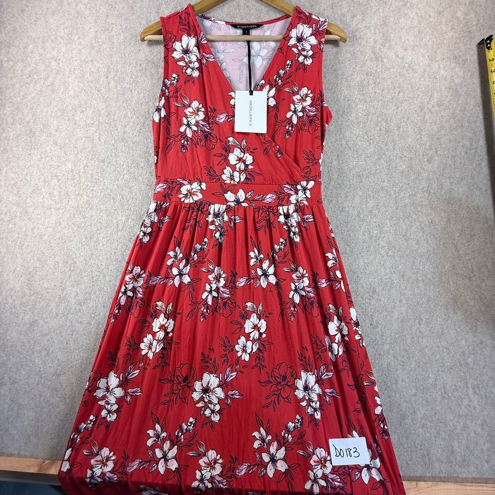 41 Hawthorn Red Floral Faux Wrap Sleeveless Maxi Dress Small NWT